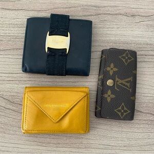 3 items Balenciaga Ferragamo Louis Vuitton Wallet key holder